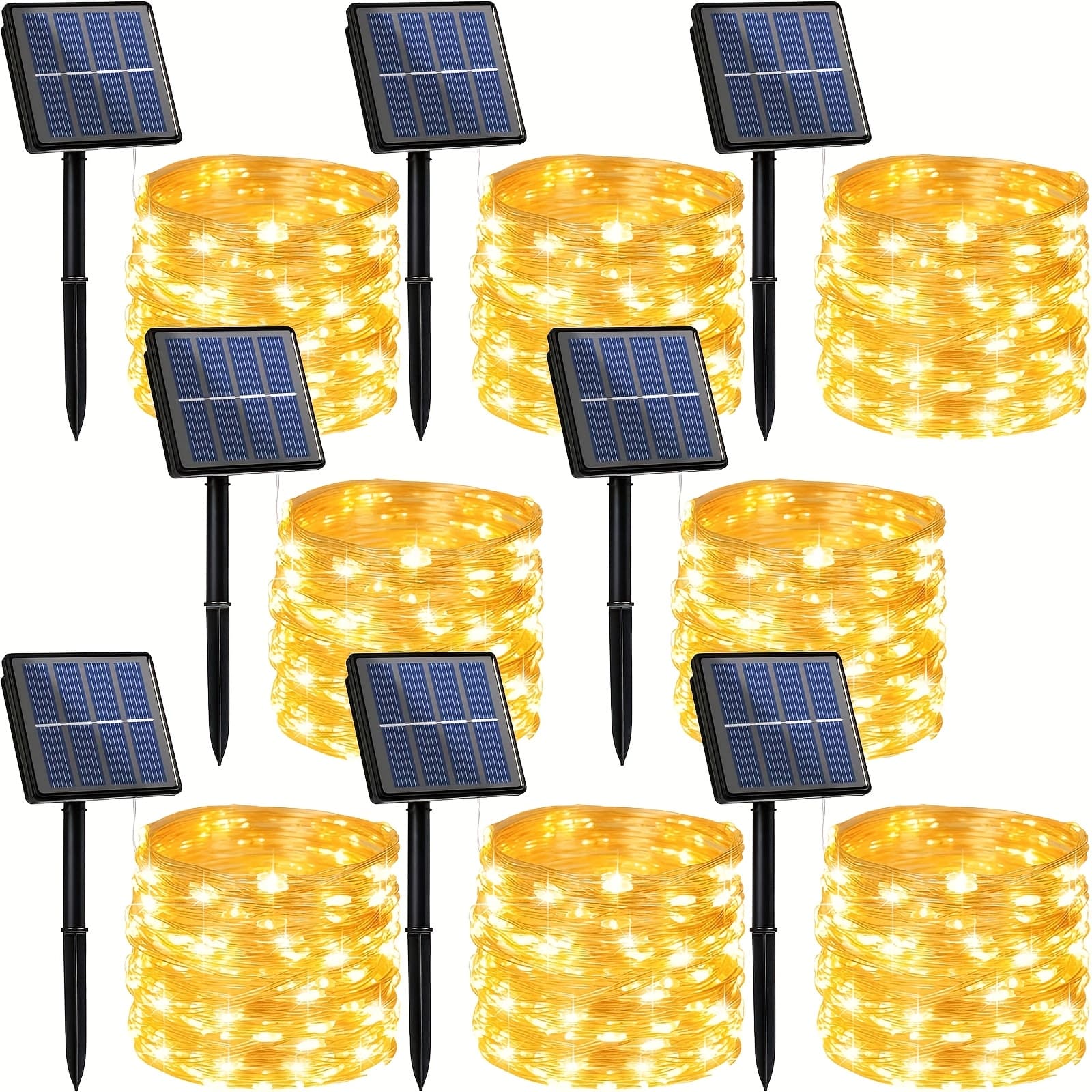 TEMU 8pcs Solar Outdoor Lights, Garden Yard Decoration, Christmas, Day, Easter Decoration, Summer Camping Lights, Room Decoration, Wall Decoration Lights, 8 Flickering Patterns 39ft, 100led