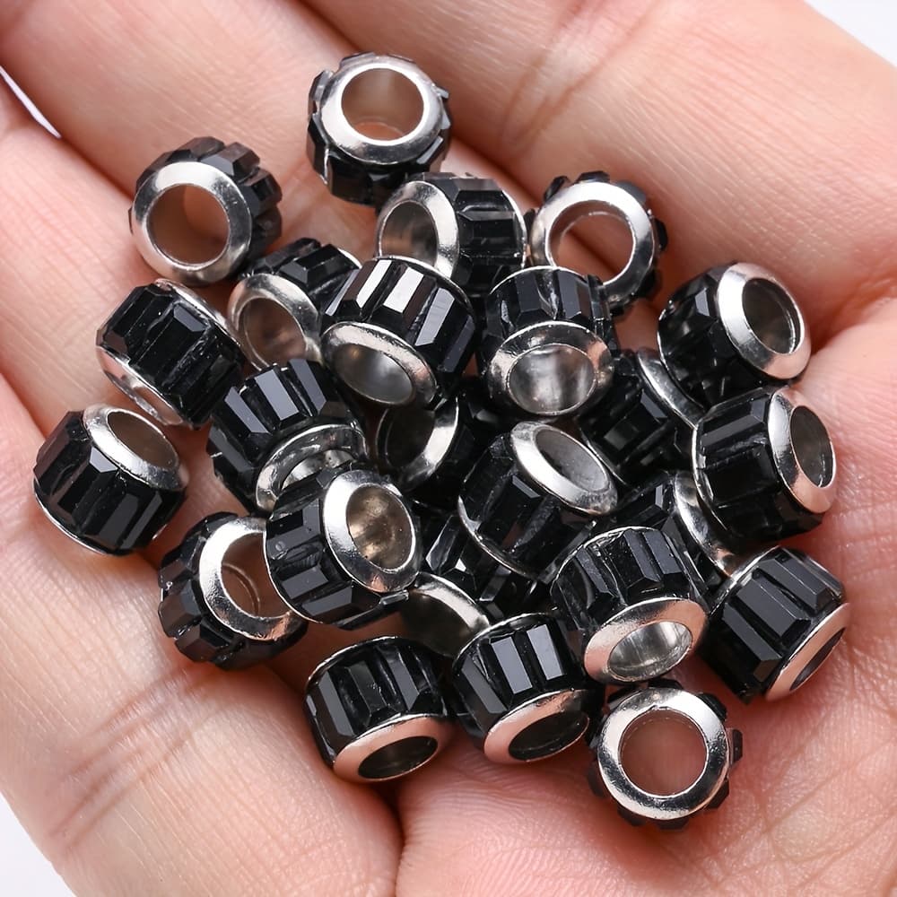 TEMU 20pcs Of 7*9mm Colorful Glass Large Hole Beads For Bracelets, Necklaces, Earrings, Jewelry Crafts, And Party Decorations