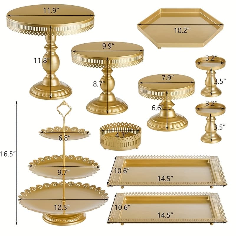 TEMU Set Of 10 Cake Stand, Metal Cupcake Stand Set With Multiple Combination Styles, Dessert Stand, Cupcake Display Stand Dessert Tray | Table Decoration For Wedding, Birthday, Party, Baking,