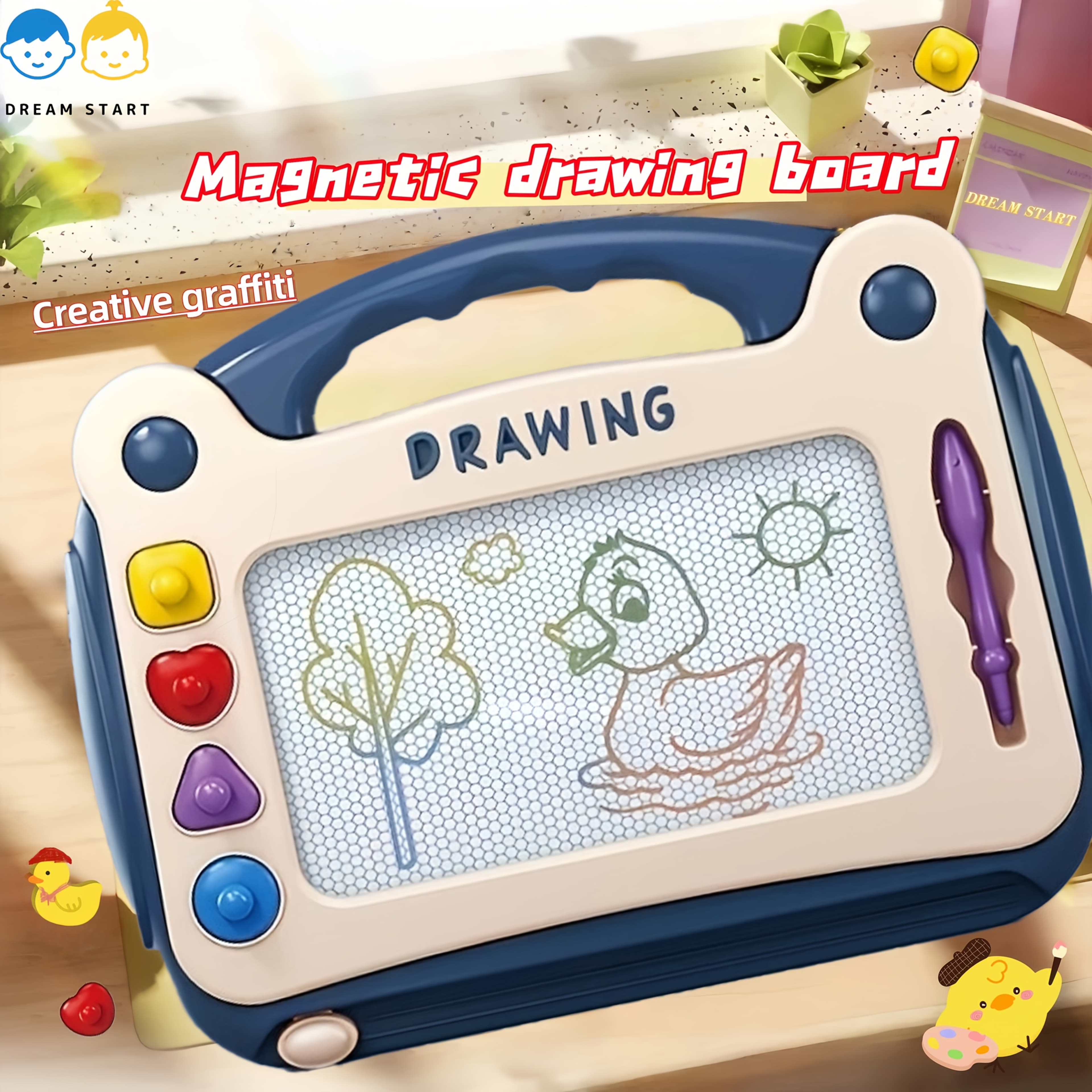 TEMU Portable Kids' Magnetic Drawing Board - Colorful Erasable With Stylus And Stamps, Easy To Carry, Great For Indoor/outdoor Play And Travel, Perfect Gift For 3+ Years Kids