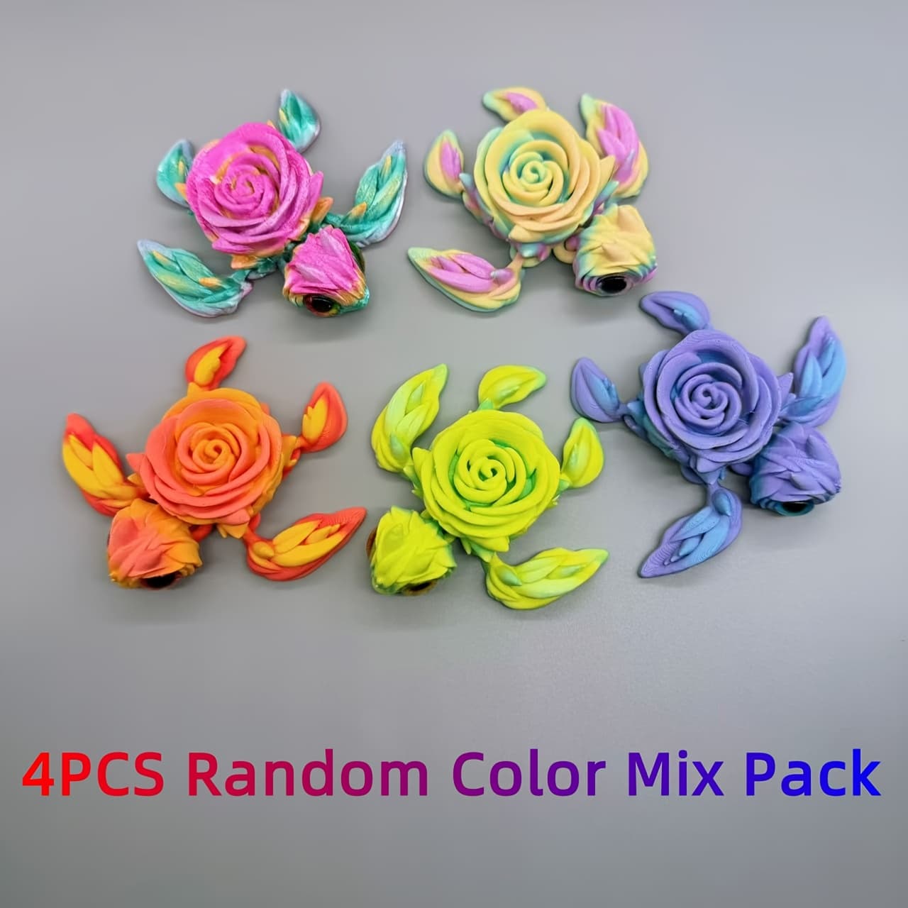 TEMU 4pcs 3d Poseable Sea Turtles - Articulated, Macaron Colors | Desk/car Decor | Party/holiday Gift With Movable Limbsornaments
