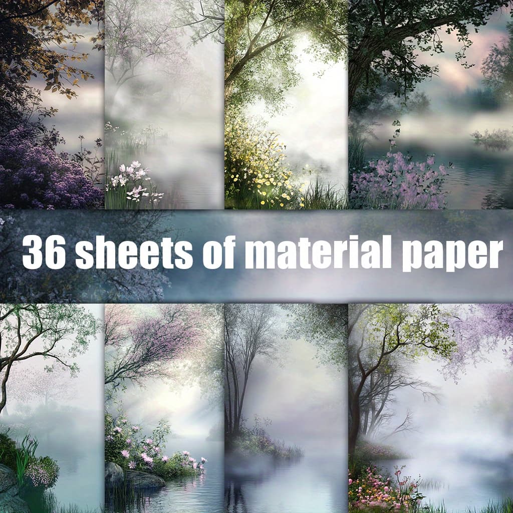 TEMU 36 Non-repetitive Misty Paper, Decorative Paper, Material Paper Suitable For Handmade Gift Packaging, Retro Diary Greeting Card Making Background Card Mat