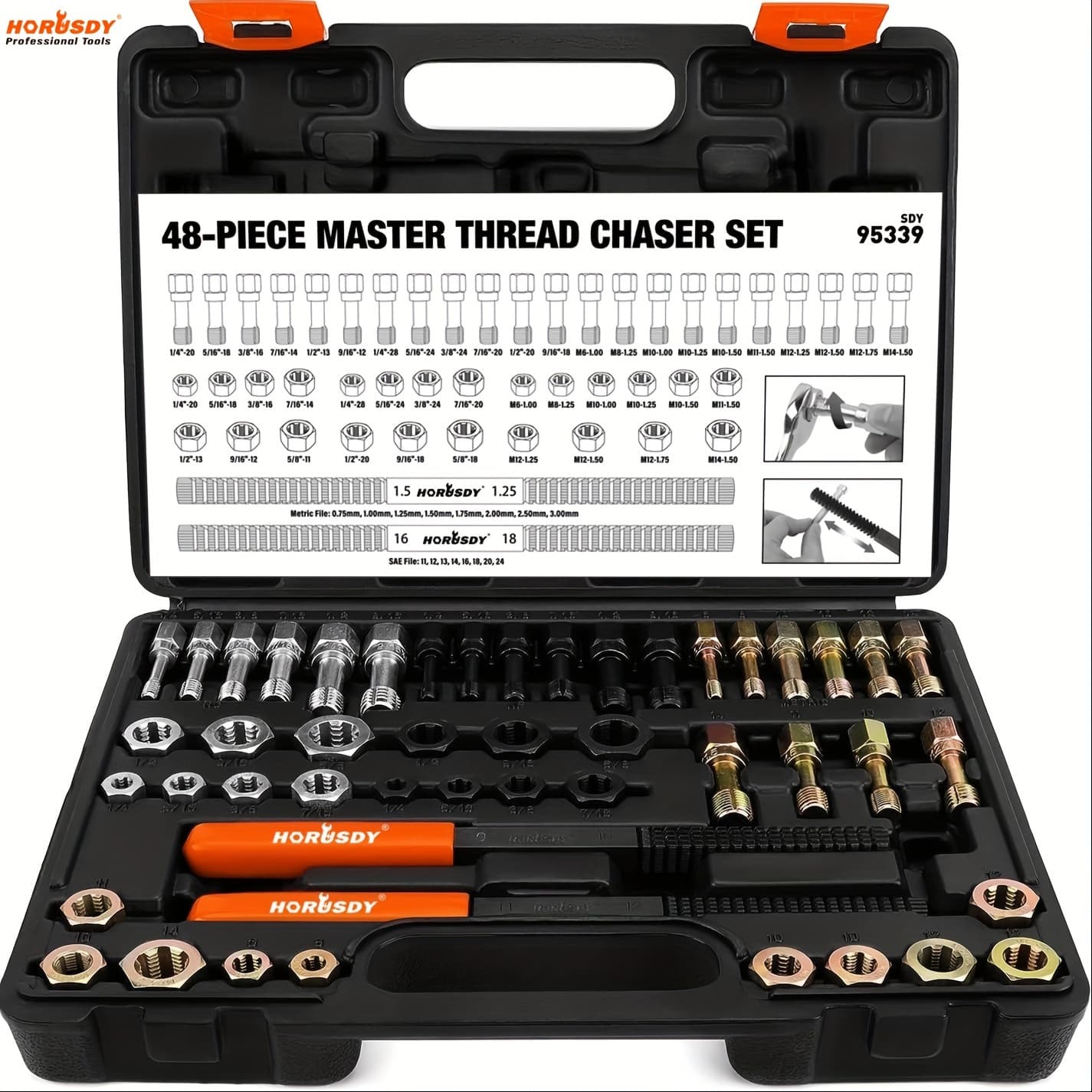 TEMU Horusdy 48pcs Thread Set For Unf, , And Metric Threads, Rethreading And Repair Kit