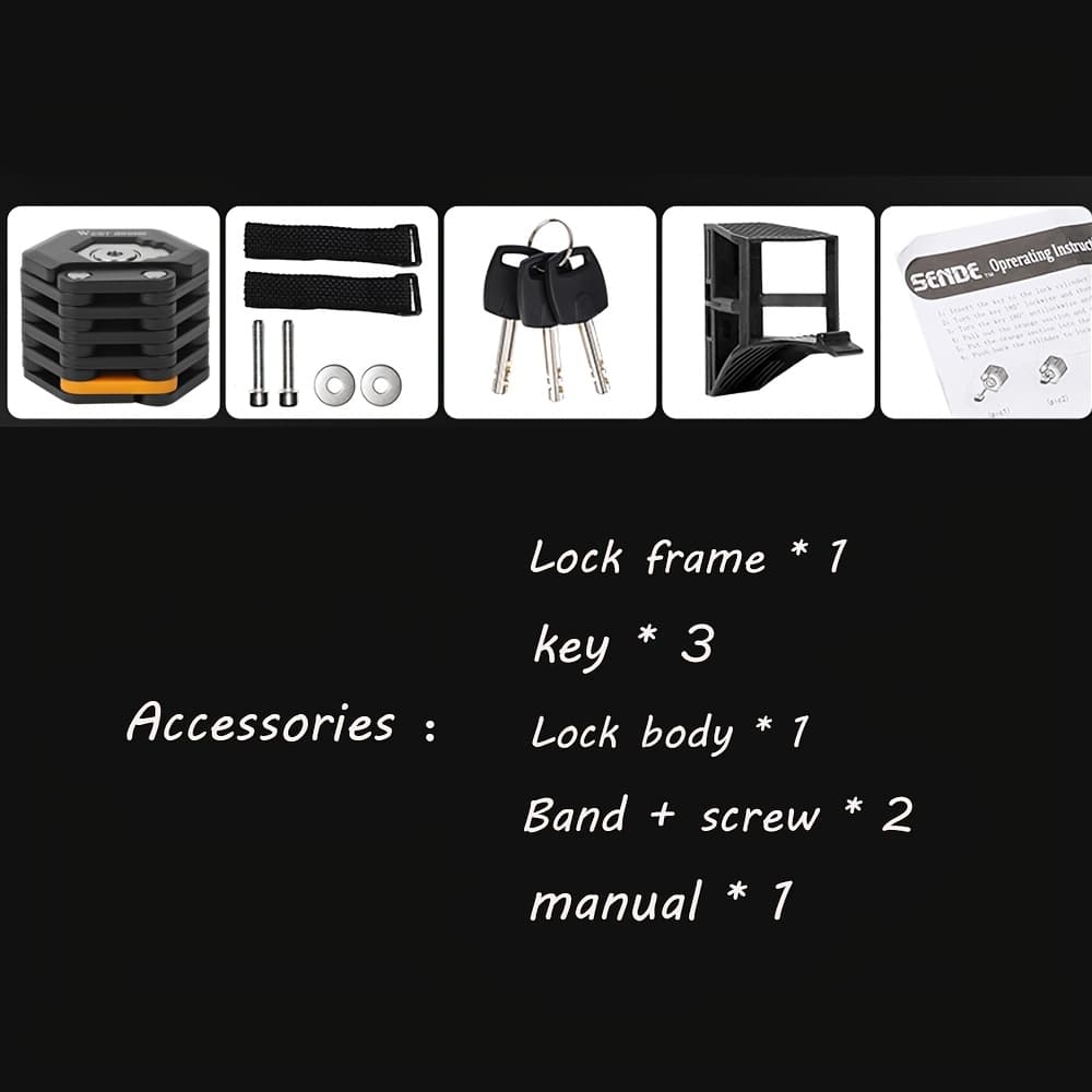 TEMU Bicycle Lock - Folding Lock - Finnish Lock Core - 26pcs - Key/lock Holder/strap/screw - Alloy