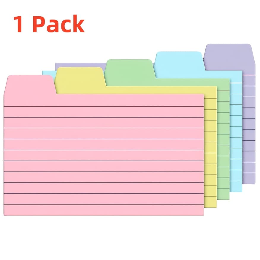 TEMU 1 Pack Tabbed Index Card Guides, 3x5 Inch Colorful Index Card Dividers, 5 Assorted Colors (50 Each Color) Note And Recipe Guide Cards For Office Classroom Organization