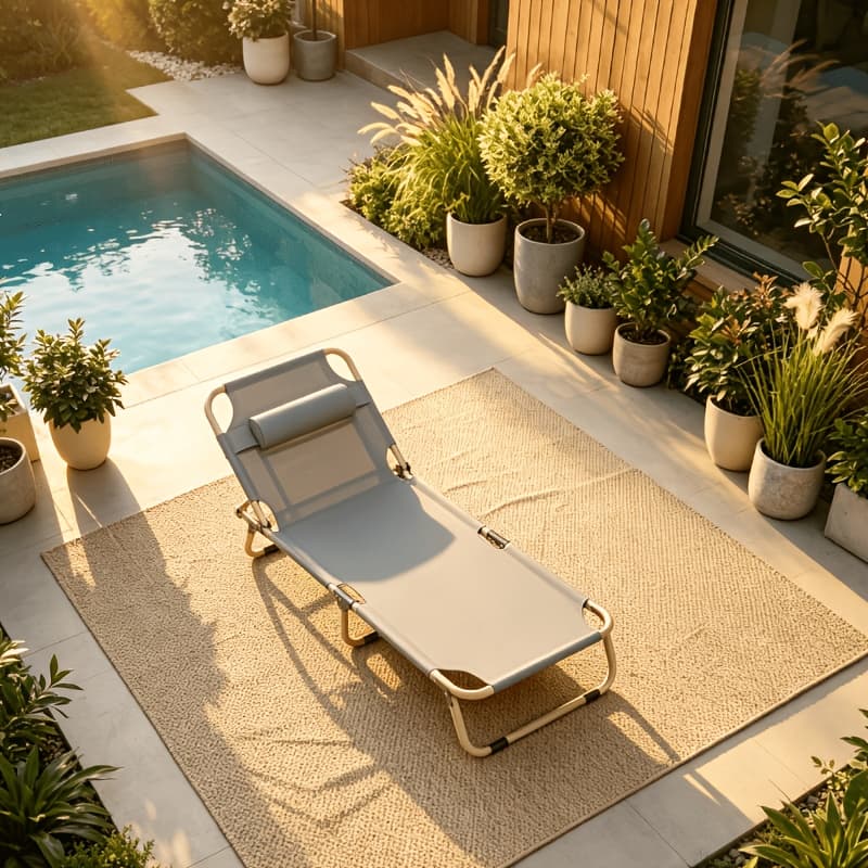 TEMU 1pc Courtyard Lounge Chairs, With Pillows, Outdoor Folding Chairs, Comfortable Ergonomic Leisure Chairs, Chairs, Outdoor Leisure Chairs, Gray