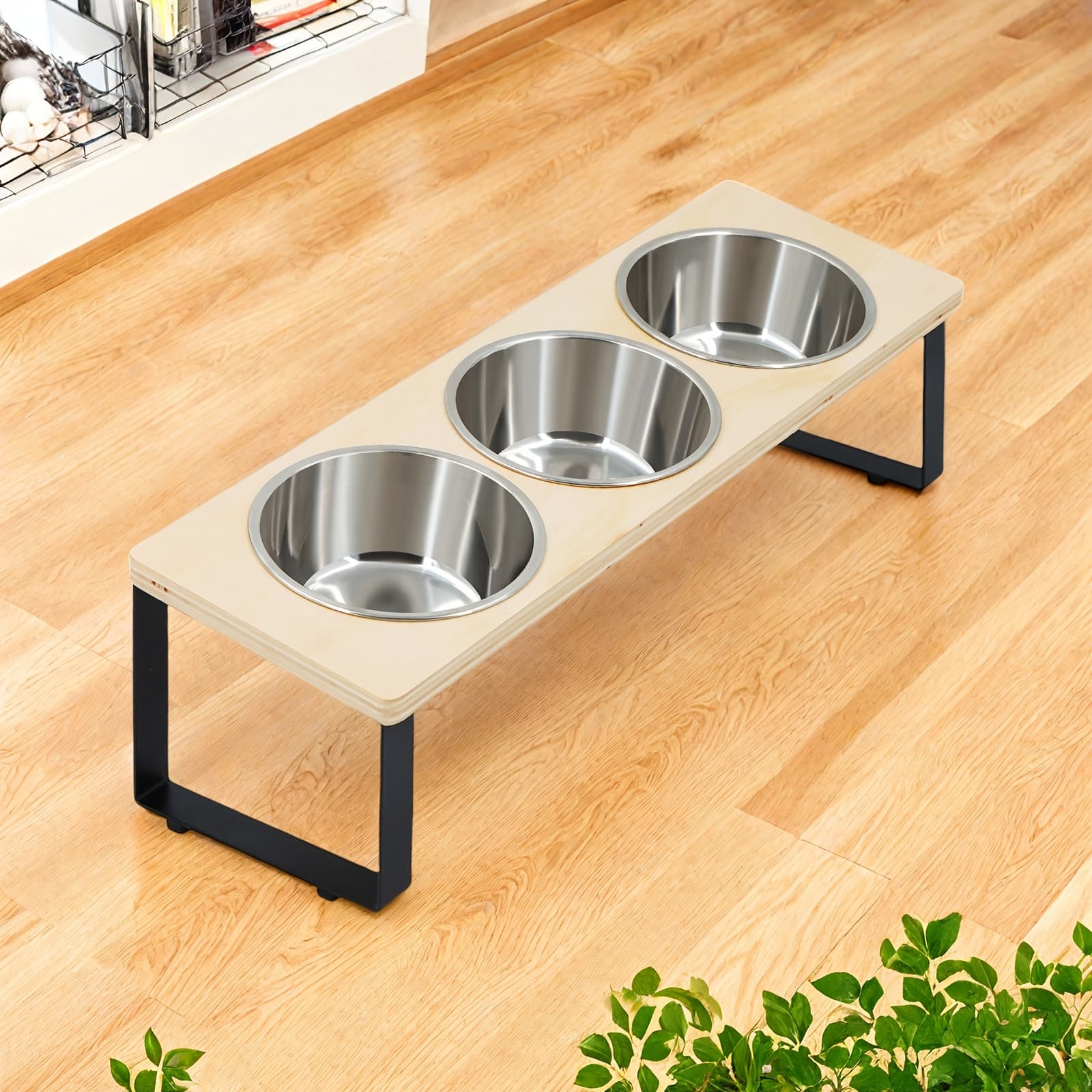 TEMU Elevated Cat Bowls With 3 Stainless Steel Bowls 15° Tilted Anti-vomiting Raised Cat Food Bowl For Small Cats Puppies Accessories