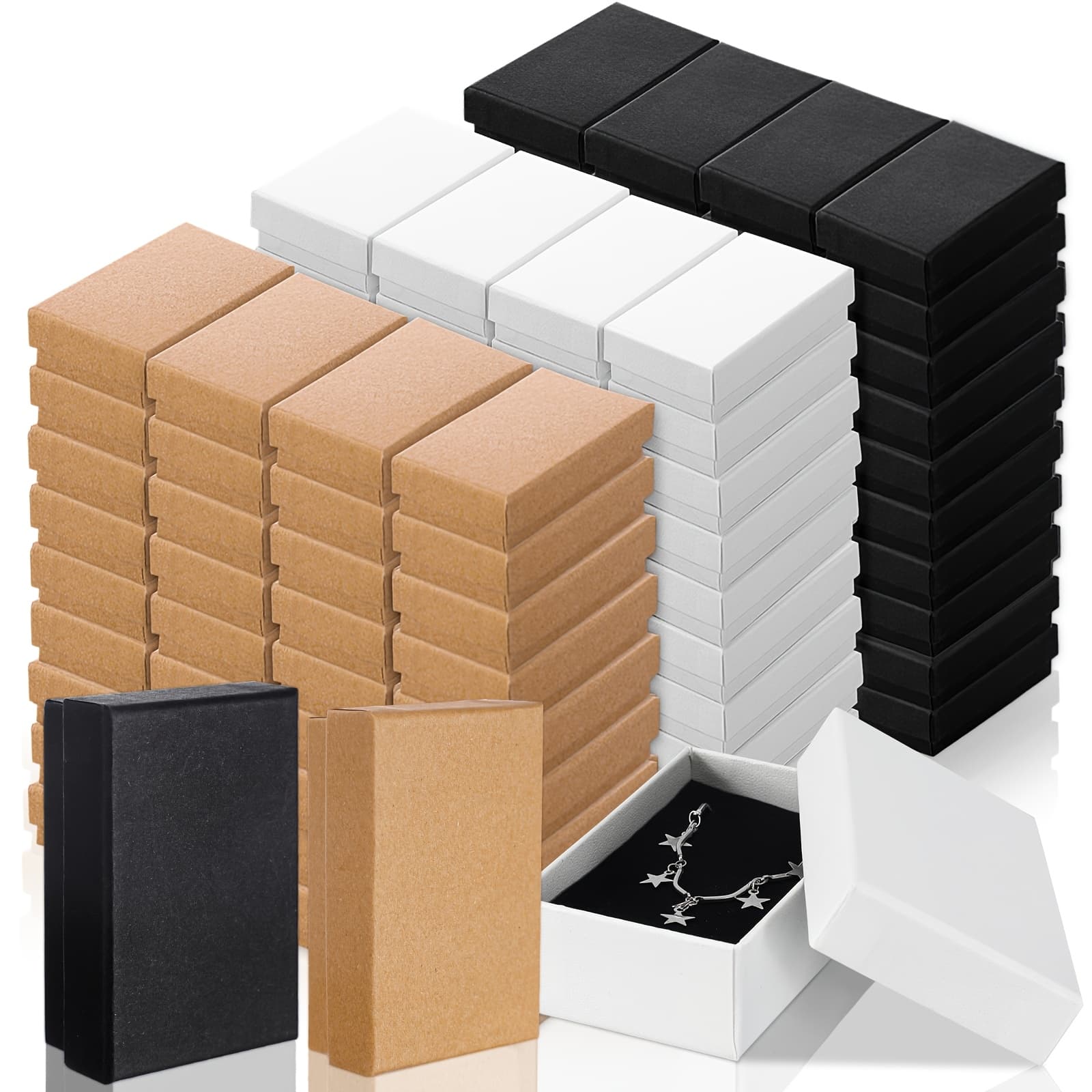 TEMU 100pcs Cardboard Gift Boxes Bulk Paper Jewelry Boxes For Necklace Earring Bracelet Storage Packaging Display Thanksgiving Christmas Gifts(brown, Black, White, 3.2x2x1.2in), Jewelry Boxes