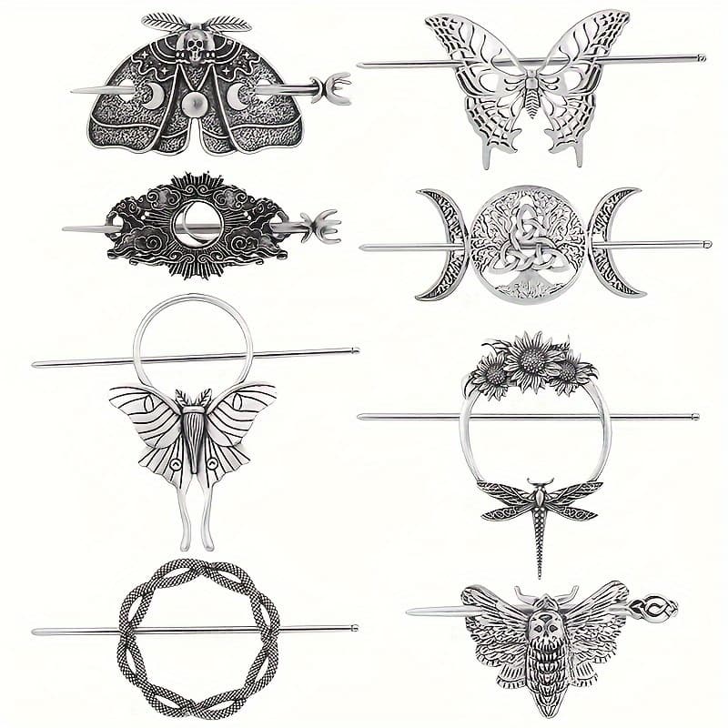 TEMU 8pcs Vintage Crescent Cloud Hair Clips Witchy Moon Hair Stick Witches Halloween Hair Clips Pagan Gothic Hair Wiccan Viking Hair Clips Jewelry Holiday Gifts
