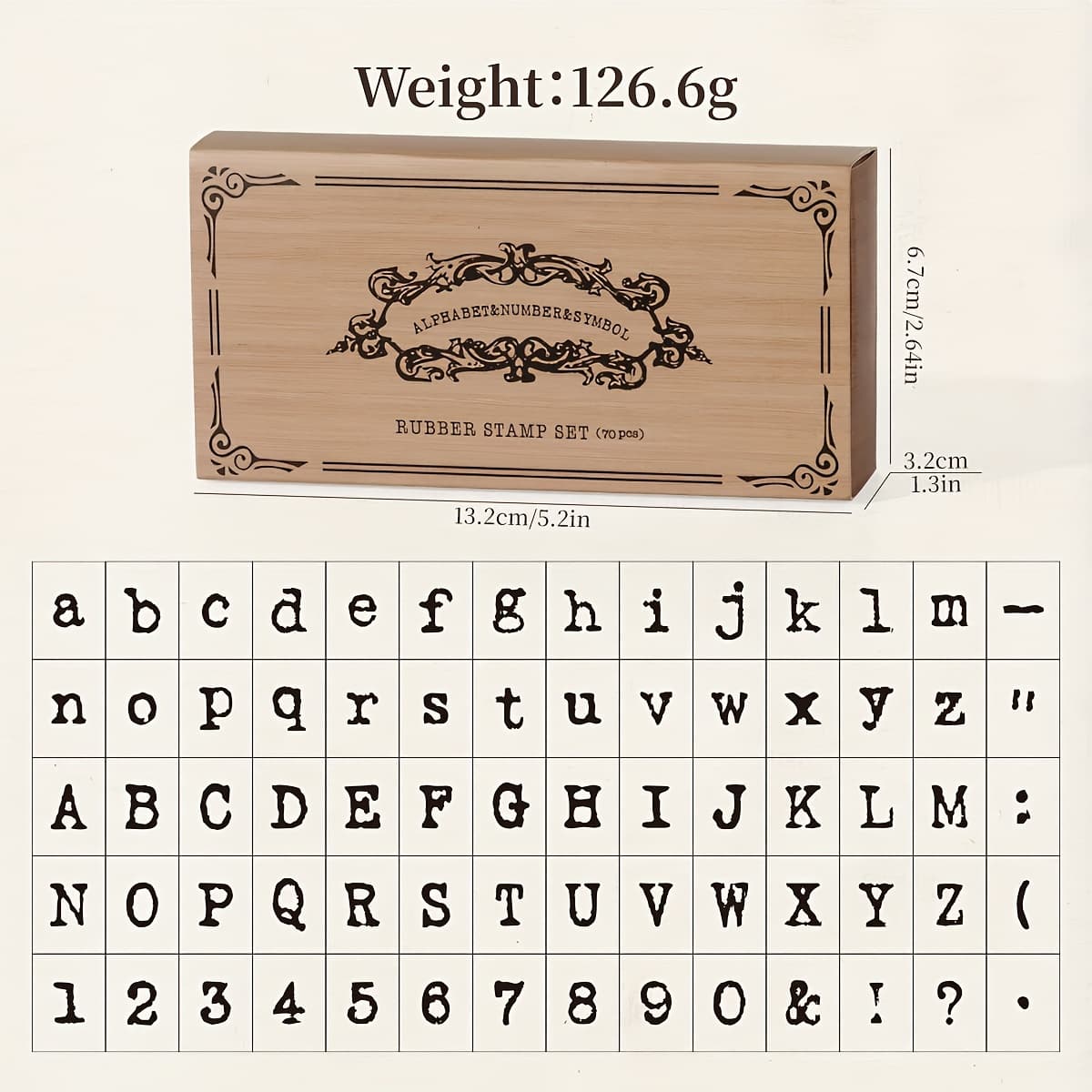 TEMU [4 Styles Optional] 70pcs/box Wooden Journal Stamp Set And Lowercase Letters Number Symbols Combination Handmade Gift