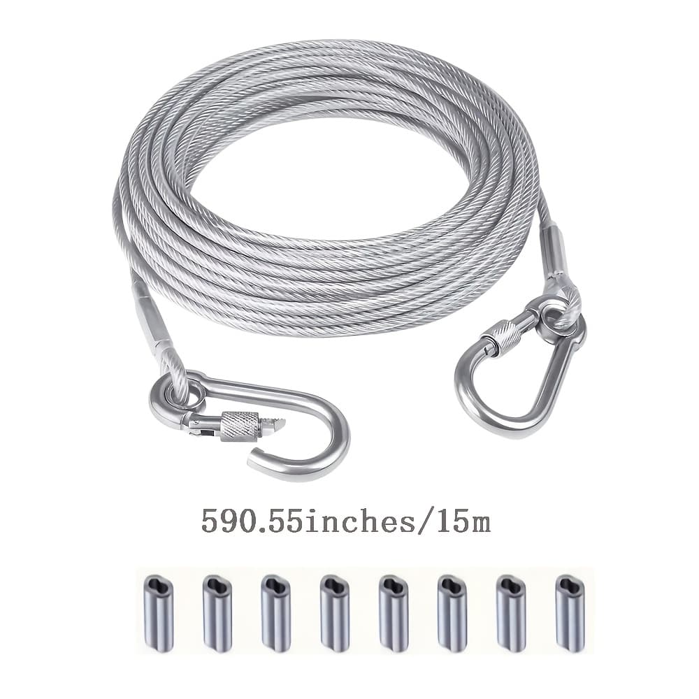 TEMU 1 Steel Wire Rope With A Lock, Very Suitable For Outdoor Hanging, Boat Anchors, Clothes Drying, Dog Walking, Pet Leashes