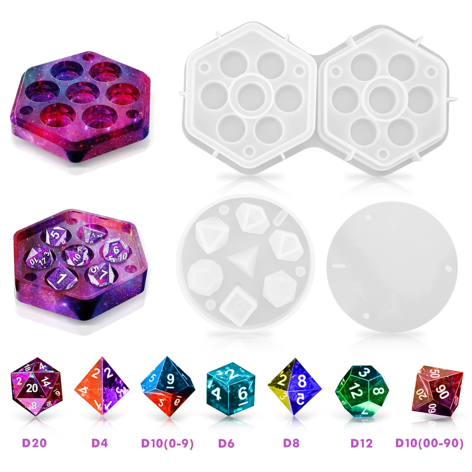 TEMU Silicone Mold For 7-cavity Dice, Perfect For Crafting Jewelry, Making Polyhedral Dice For Dnd, And Using Epoxy Resin For Dice Projects, An Ideal Gift For Tabletop Gamers