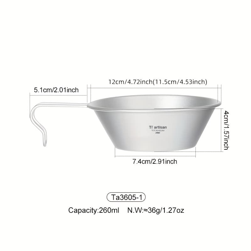TEMU 1pc Tiartisan Ultralight Pure Titanium 260ml With Secure Handle - Portable, Compact Food Container For , Perfect For Hiking & Picnics, Camping Cookware