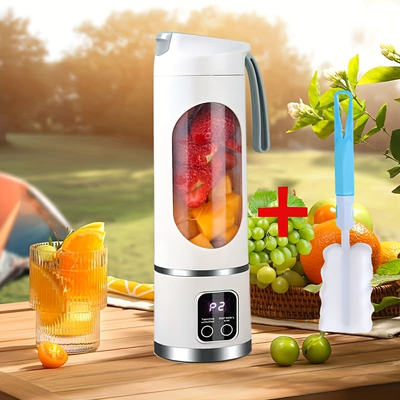 TEMU Portable Juicer With Led Display - Usb Rechargeable Handheld , Valentine's Day Gifts, Li--powered Home Juicer, For Smoothie And With , Back-to-school Gifts
