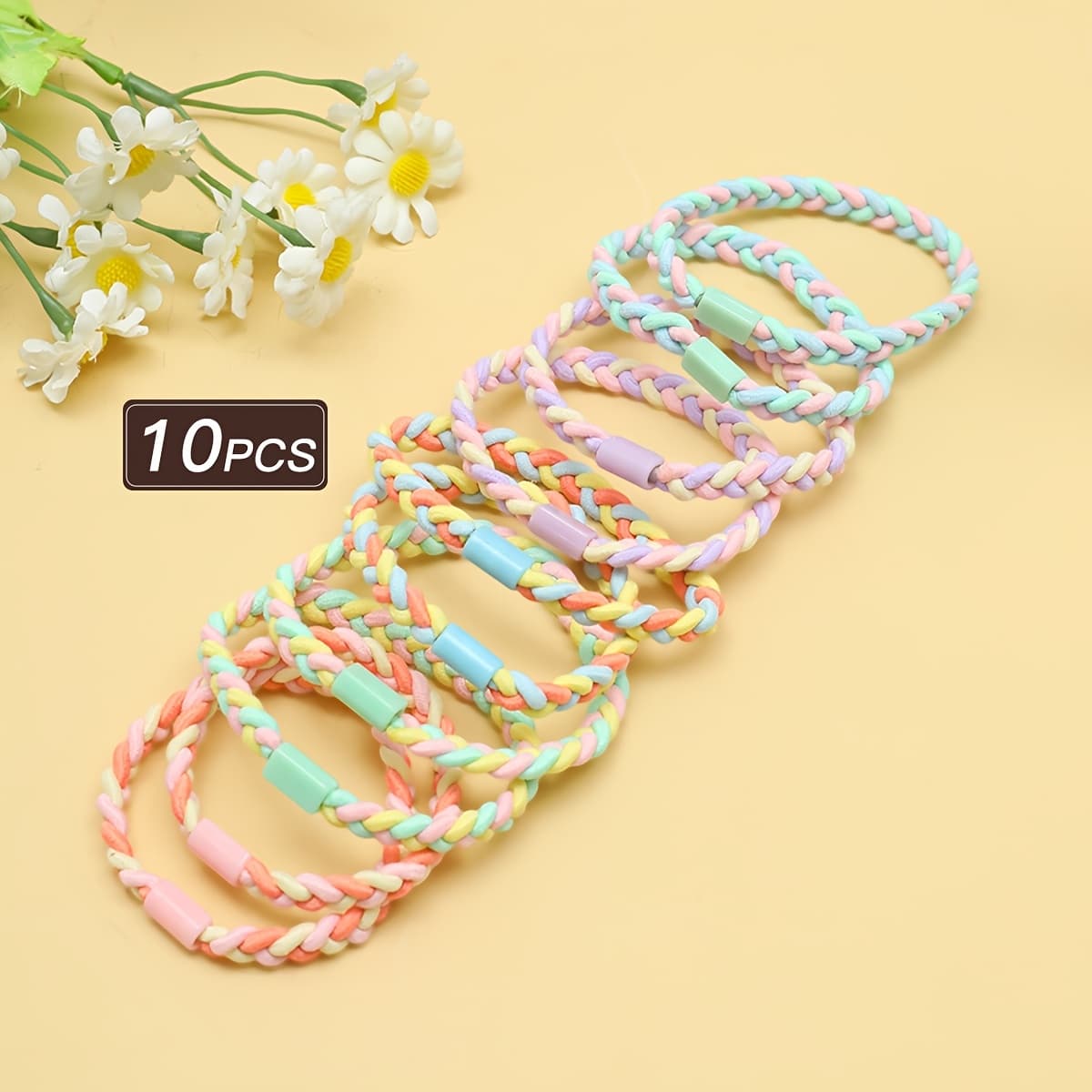 TEMU 10pcs Of Colorful Candy-colored Hair Ties Suitable For Women, Use