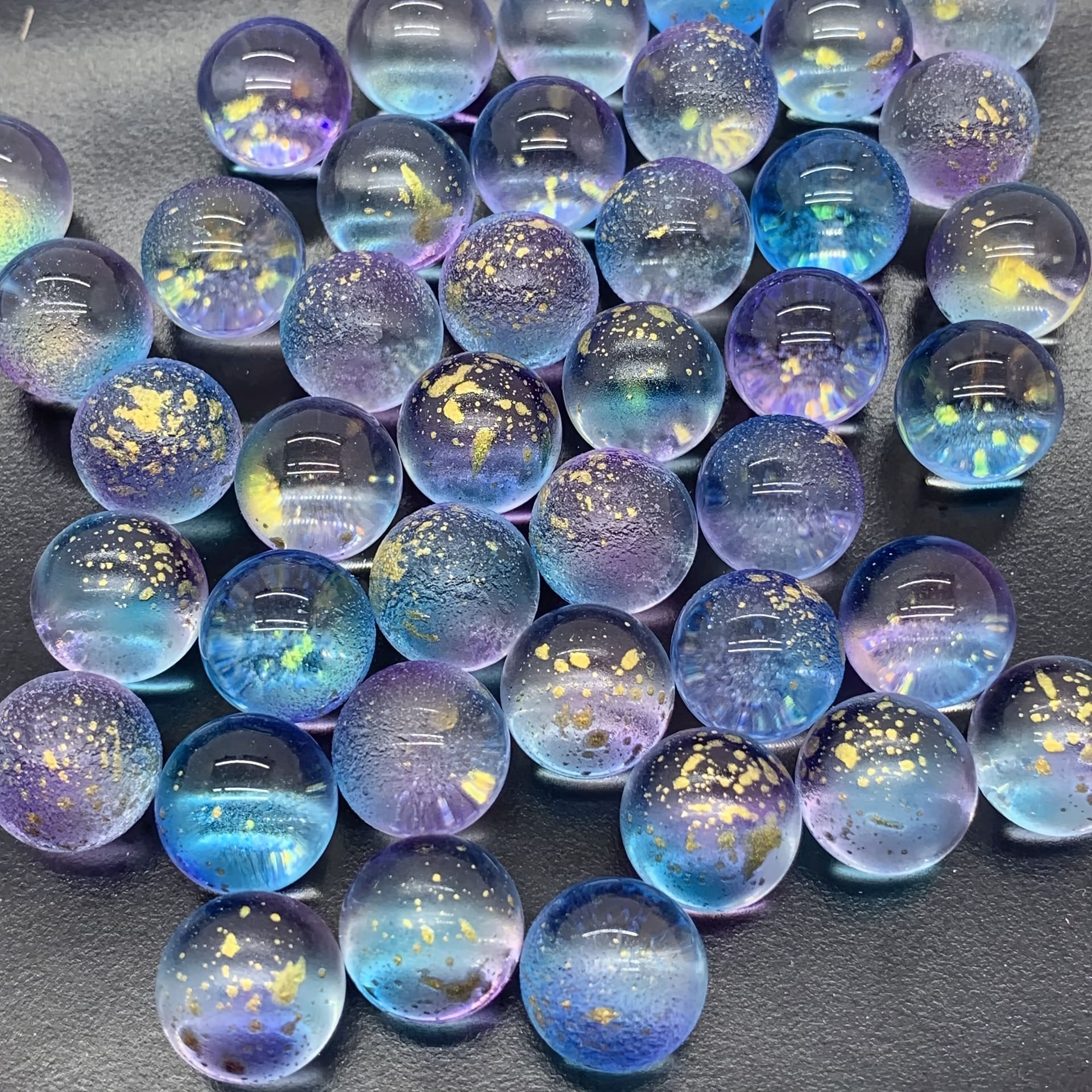 TEMU 35pcs Luminous Glass Beads, 12mm Round, Unperforated, For Diy Crafts, Bracelets, Jewelry, Home Decoration, Fireplace Decoration - No Power Required