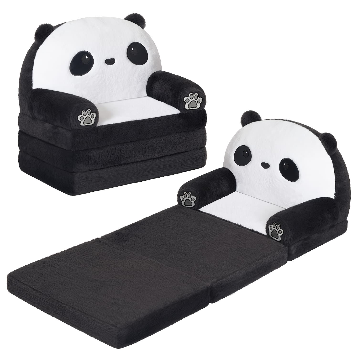 TEMU Cute Foldable Sofa Chair, 2-in-1 Plush Animal Lounger With High-density Foam, Comfortable Children's Reading Couch For Bedroom Decor, Perfect Birthday & Holiday Gift
