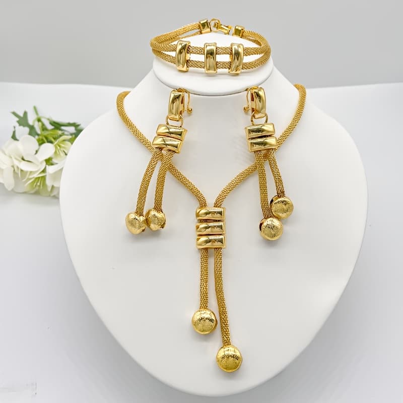 TEMU 3pcs Dubai Middle Eastern Tassel Bead Earrings Necklace And Traditional Bride Women Jewelry Jewelry Set Suitable For Daily Party Wedding Additions
