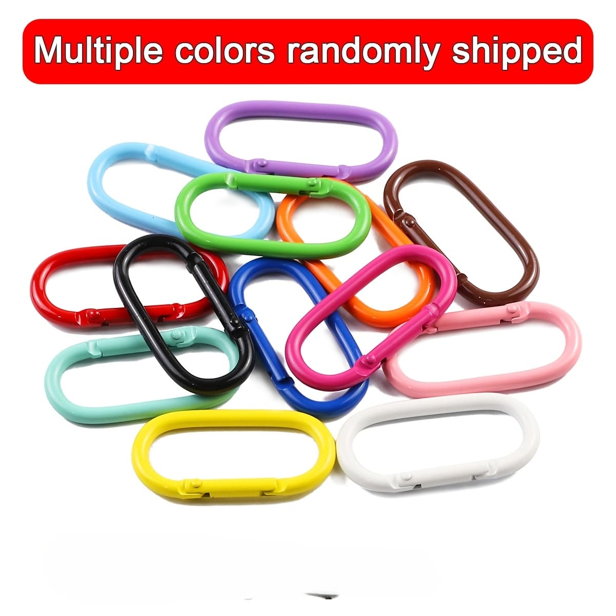 TEMU 12pcs Assorted Color Oval Carabiners, Spring Hooks, Suitable For Keychains And Diy Crafts | Random Color