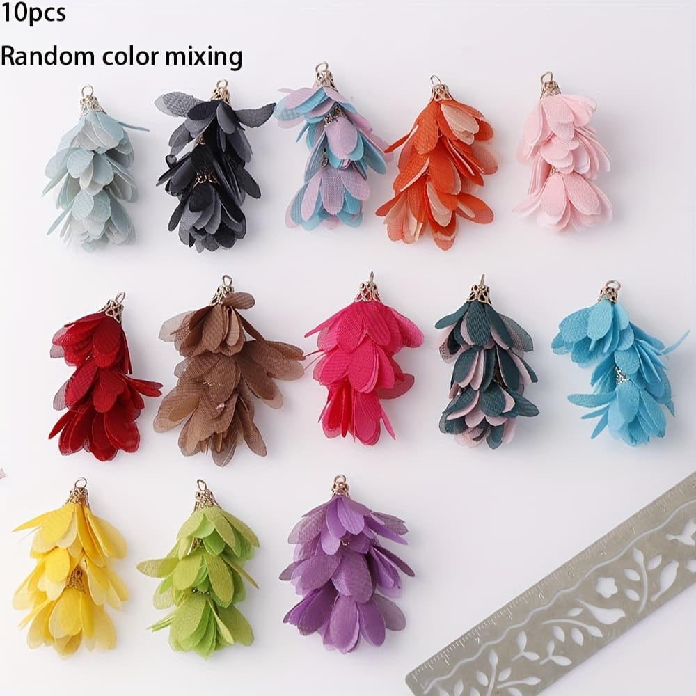 TEMU 10pcs Mixed Color Triple Tassel Jewelry Pendant