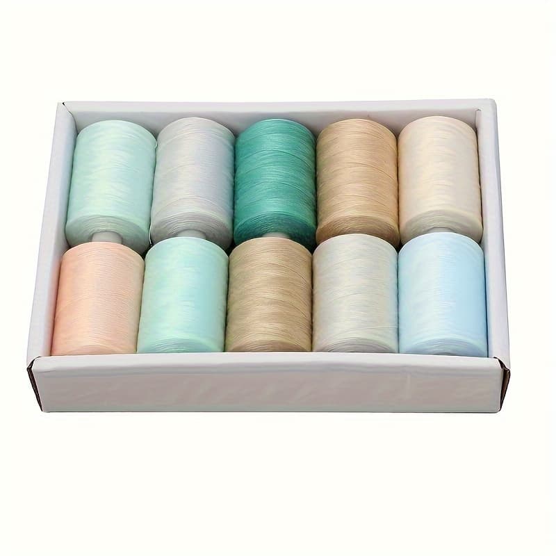 TEMU 10 Spools Sewing Thread Light Color Sewing Industrial Purpose 1000 Yards Per Spool 40s/2 Polyester For Diy Sewing Machine, Embroidery Machine, Hand Sewing