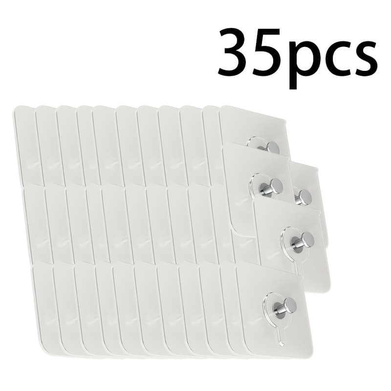 TEMU 35pcs Adhesive Wall Hooks, Invisible Screw Nails Stickers, Damage-free For Wedding Photos, Photo Frames, Utility Hooks - Secure Hanging Home Decor