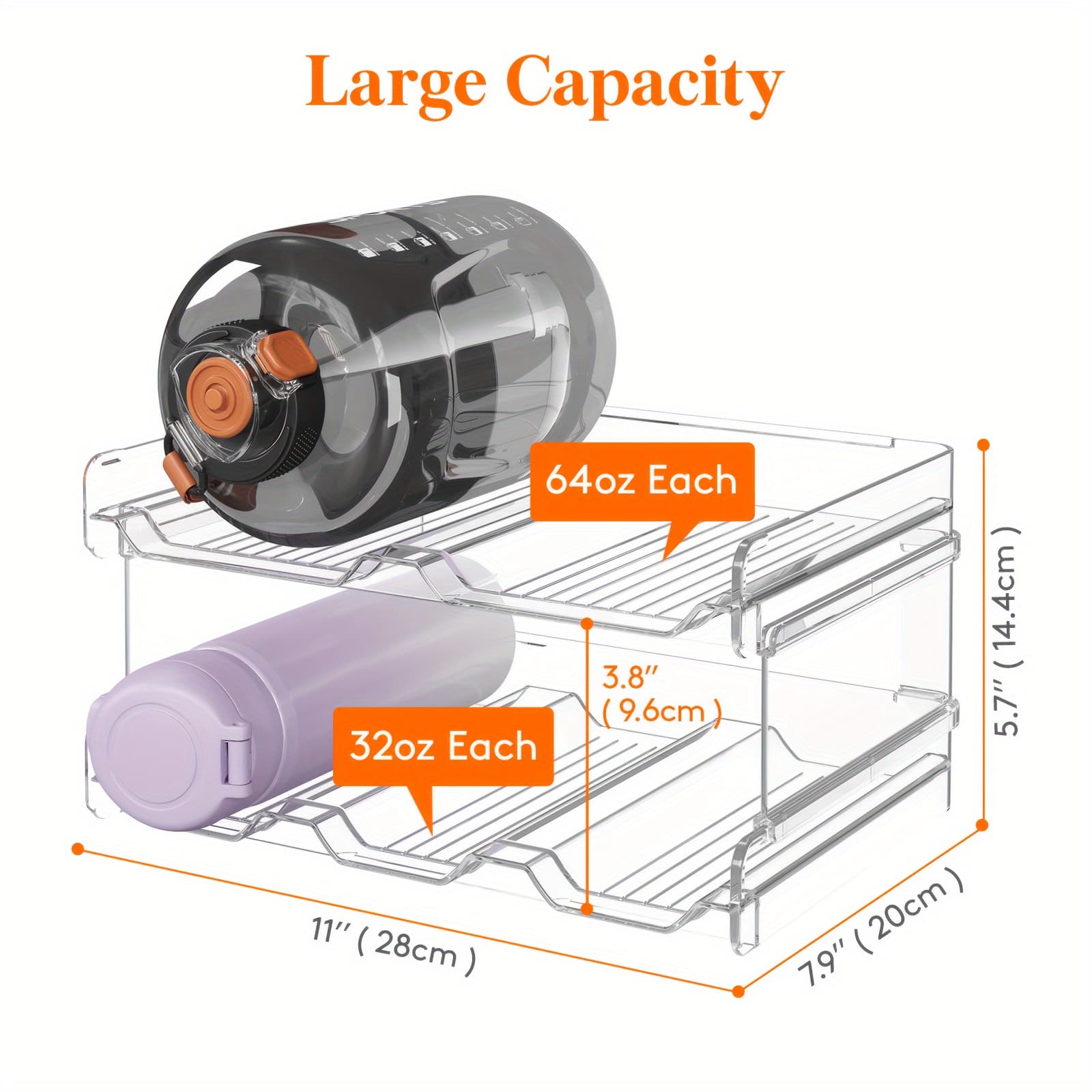 TEMU Stackable Water Bottle Organizer, For Cabinet, Kitchen Pantry Organization And Storage, Tumbler Travel Mug Cup Holder, Plastic Fridge Wine Racks, Hold 5/6/11 Bottles For Business For Business