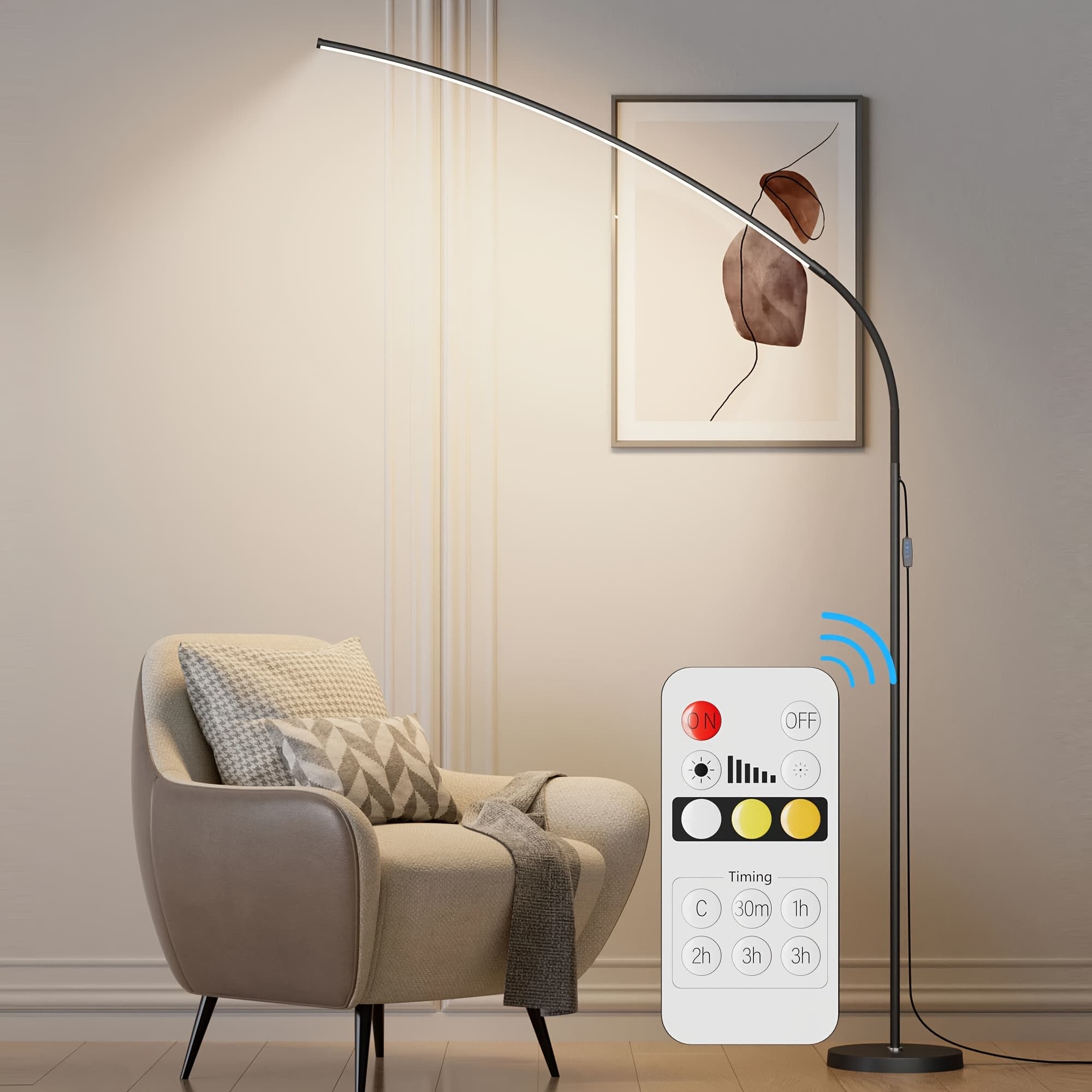 TEMU 68" Adjustable Floor Lamp With 3 Color Temperatures - Modern Standing Lamp For Living Room, Bedroom, Office, Dorm | Dimmable Acrylic Shade, Tall Corner Lamp, Home & Classroom Lighting