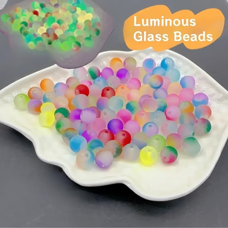 TEMU 50pcs 8mm Luminous Glass Beads, Frosted Surface, Luminous Glass Loose Beads, Bracelet, Round Beads Additions