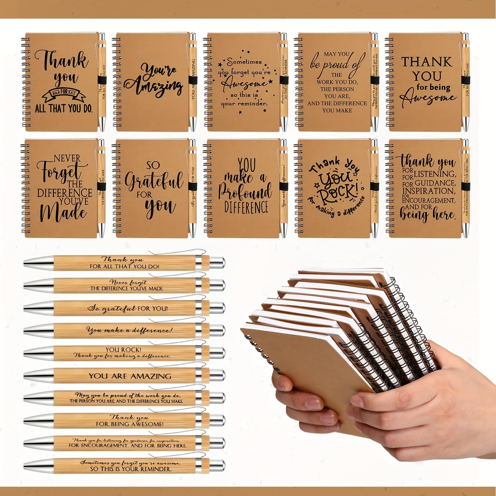 TEMU 100pcs Employee Appreciation Gift Bulk Inspirational A6 Notebook Ballpoint Pen Back To School Gift To Do List Planner Weekly Journal For Coworker Teacher Team