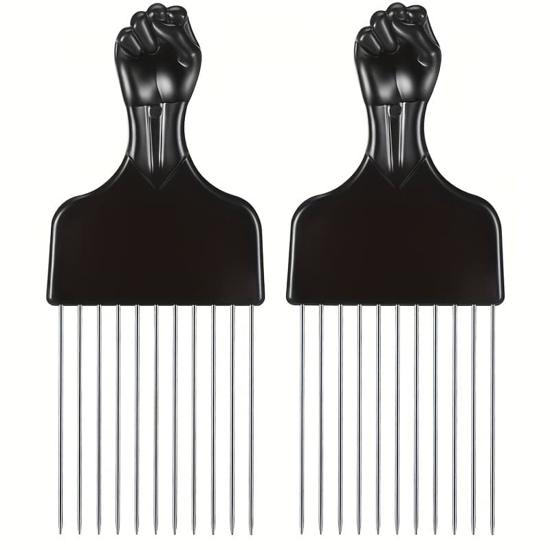 TEMU 2pcs Set Of Black Hair Combs, Suitable For Curly Thick Hair Men And Women Styling Tools