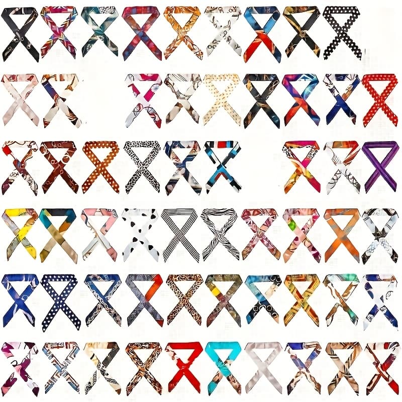 TEMU 60pcs Women Handbag Head Scarf For Women Hair Purse Handle Ribbon Satin Head Neckerchief Headband Charm For Decoration