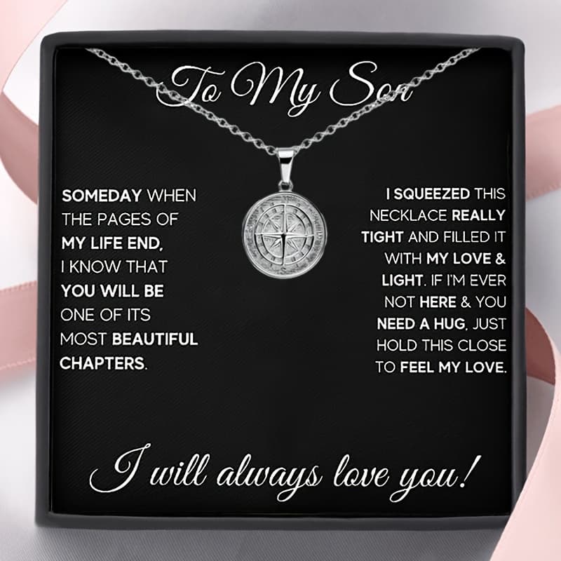 TEMU To My Son Compass Necklace Pendant Gift, Son Necklace, Birthday Gifts, Graduation Gifts, Christmas Gifts