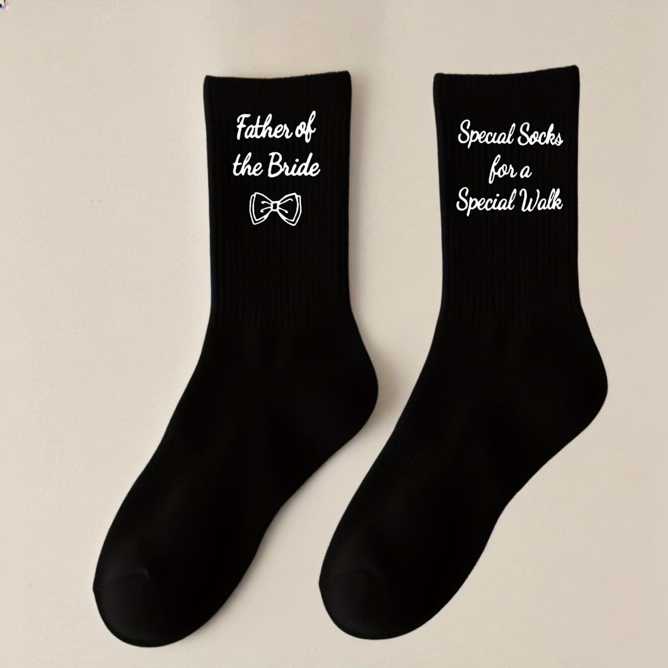TEMU 1pair Father Wedding Decor Mid-calf Socks Father Of The Bride Wedding Party Socks Wedding Gift Special Meaning Socks For Wedding
