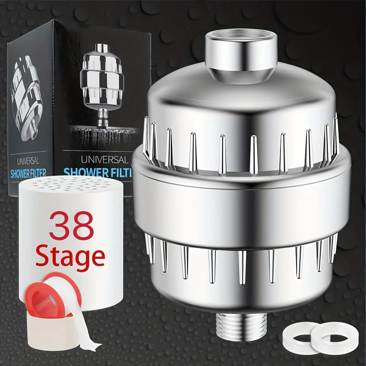 TEMU 38 Stage Shower Filter, Shower Filter For Hard Water - Shower Water Filter To Remove Fluoride , Improves The Condition Of Your Light Beige, Hair And Nails