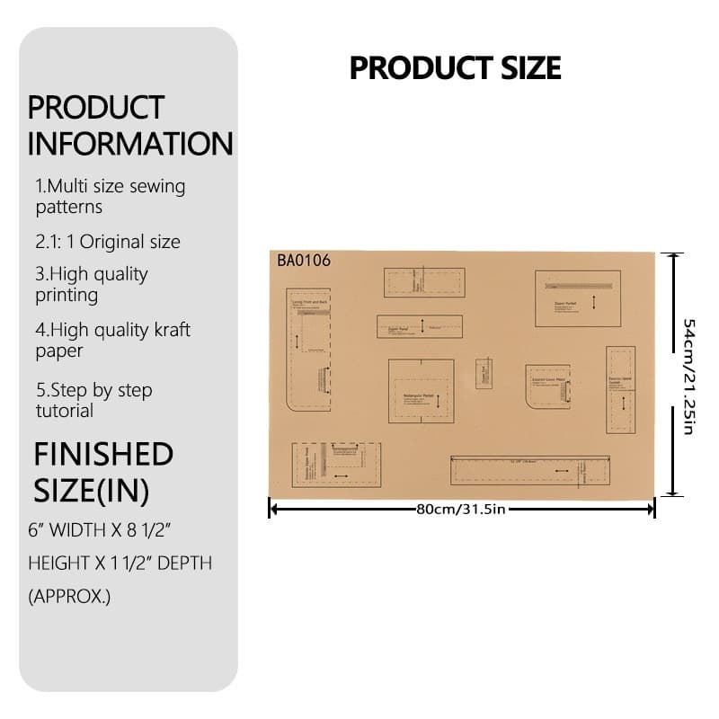 TEMU 1:1 Scale Cross - Paper Template With Handbag/bookbag/handheld Computer Bag Making For Diy Crafting - Compatible With Sewing Machines & Needlework Enthusiasts (ideal Beginner Project)