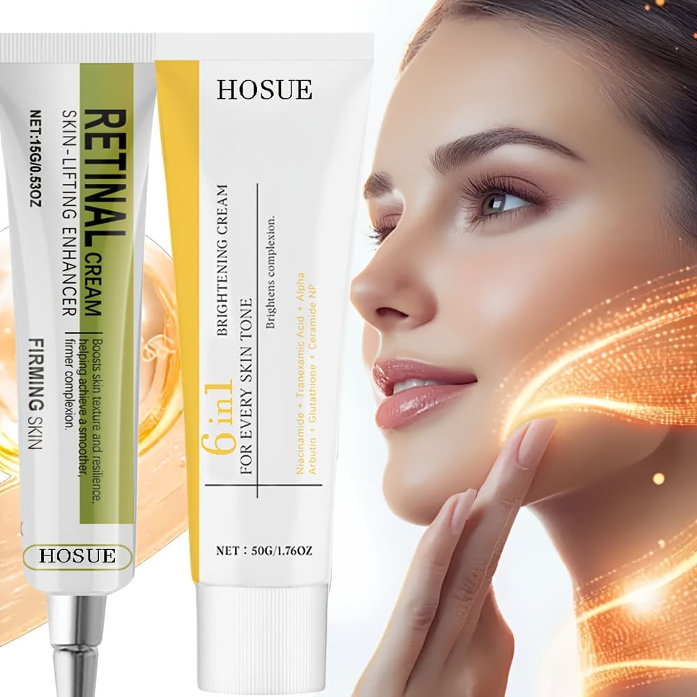 TEMU 2sets, Firming Retinol Eye Cream&6in 1 Cream, Ontains Pure Retinol, Boost Radiance, Light Beige, Smoothes Light Beige, Suitable For , Gift, Skincare