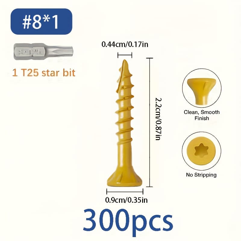 TEMU 150/200/300pcs Deck Screws, #8 Wood Screws, Anti-rust, External Epoxy Coating, Torx/ Star-shaped Drive Head Screws, , Suitable For Garden Fence Construction And Furniture Manufacturing