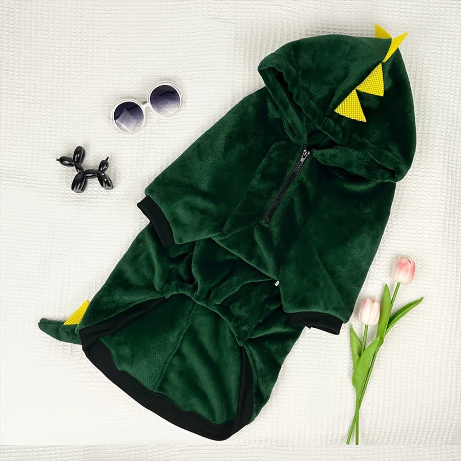 TEMU Winter Warm Large Dog Dinosaur Hooded Transformation Outfit Fleece