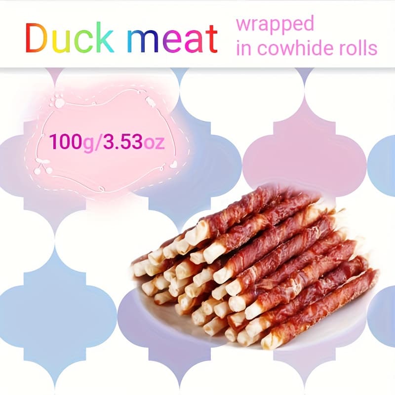 TEMU Beefhide Chews For Dog Training | Wrapped In Chicken And Duck | Great Reward, Easy To Break | High Protein, | Ideal For Dogs Of All Sizes | Dog Supplies | Dog Snacks