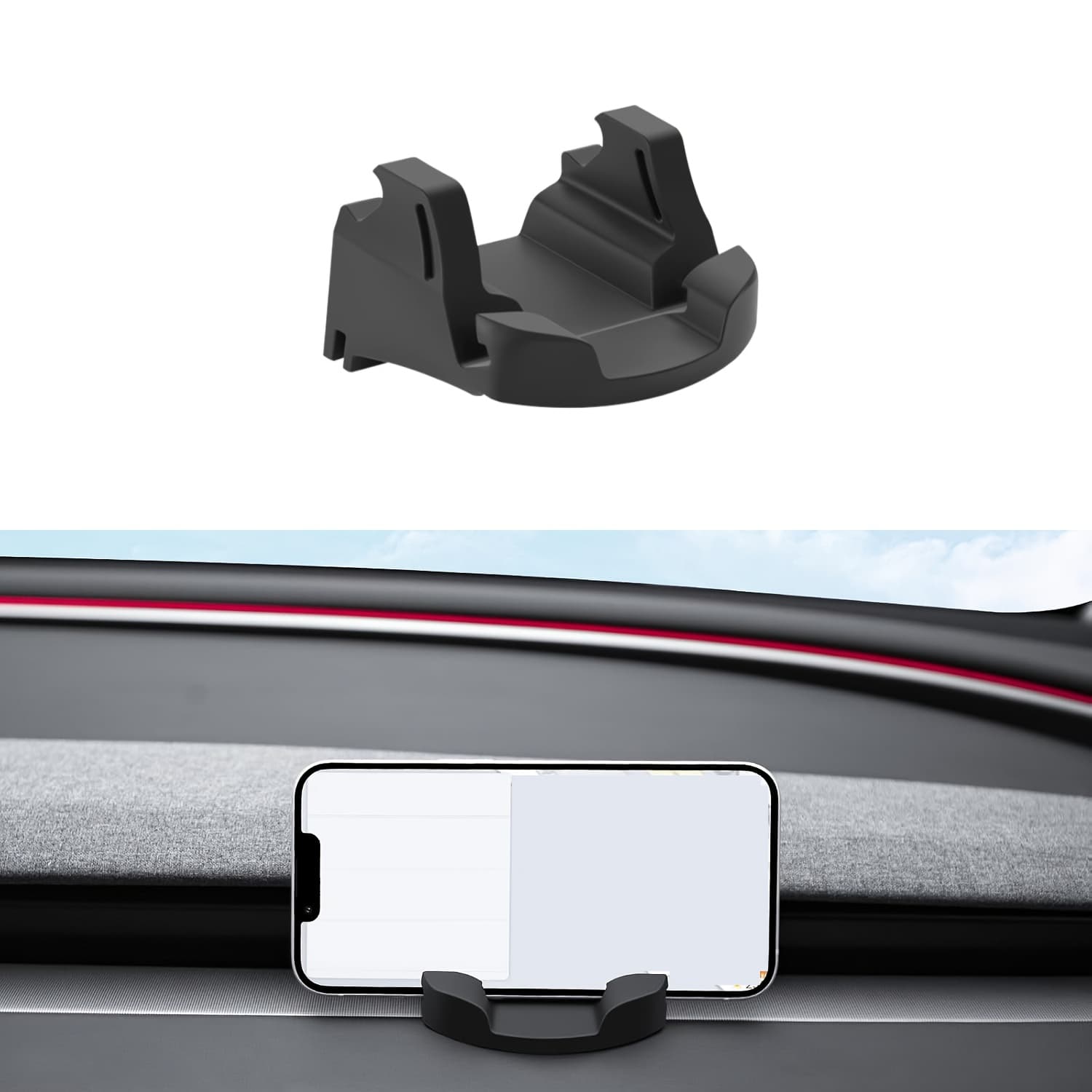 TEMU Car Phone Mount Holder For 2025 For Model 3, Silicone Smartphone Bracket Compatible With 2024-2025 For Model 3 Highland And 2025-2026 New Additions