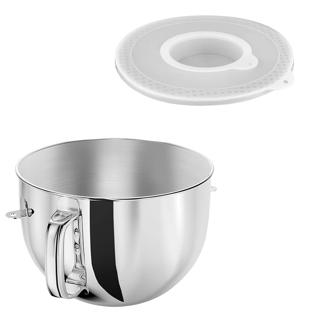 TEMU 6qt Bowl-lift Stand Mixer Bowl With Lid Compatible With Professional 600 Mixer, Polished Stainless Steel Bowl With Extra Mixer Bowl Cover - Fits Bowl-lift Kv25g Kp26m1x (6qt)