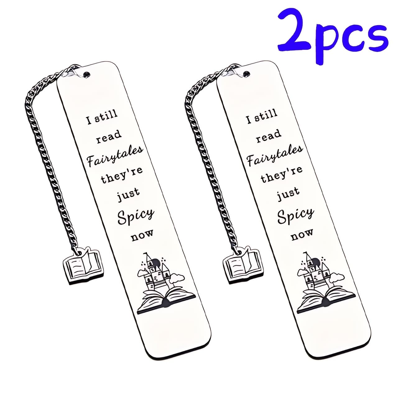 TEMU 2pcs Stainless Steel Bookmarks With Small Book Charms And Chain - Book Lovers, Unisex Reading Assistant, Perfect Birthday Gift, Ideal For Valentine's Day, Christmas