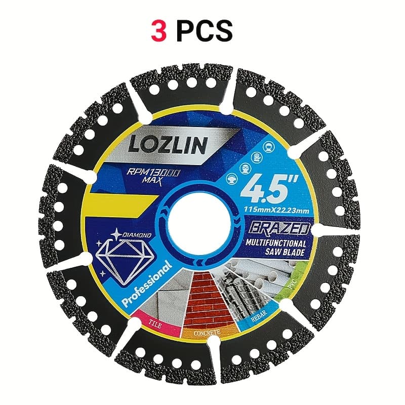 TEMU 3pcs 4.5-inch Diamond Compound Saw Blade, Versatile And Durable Diamond Blade For Tile, Marble, Concrete, Steel And Pvc Pipes
