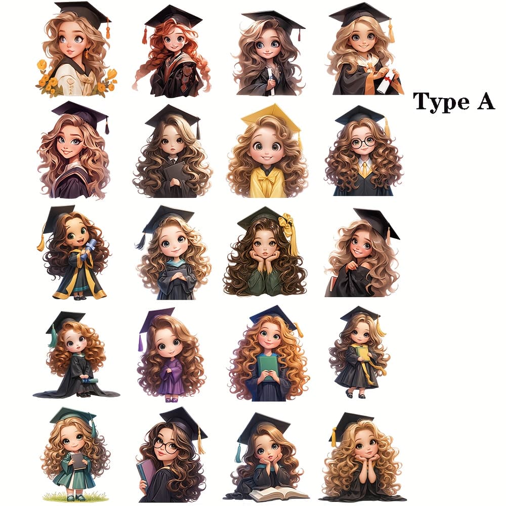 TEMU A Pack Of Stickers Featuring 2 Types Of Graduation-themed Girl Series Stickers For Decorating Journals, Diy Scrapbooks, Diaries, Photo Albums, And Materials.