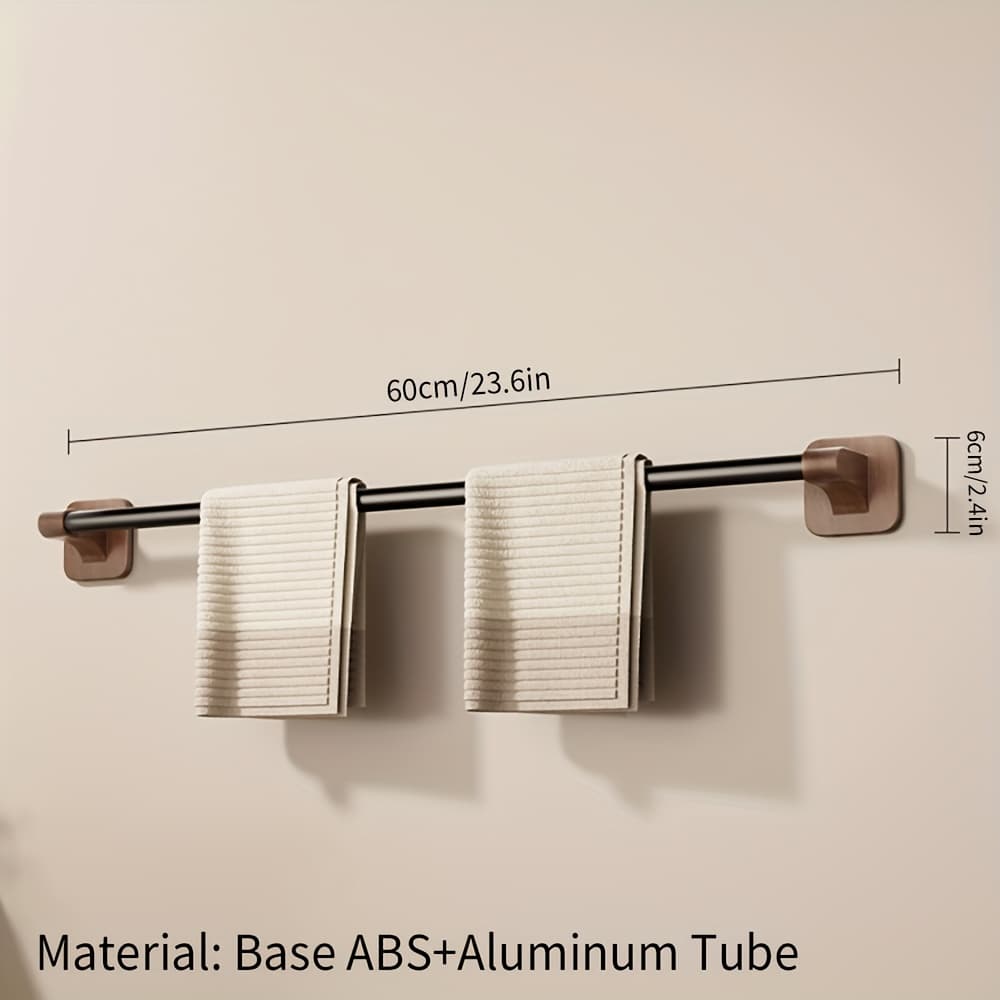 TEMU Towel Rack Walnut Punch-free Wall-mounted Bathroom Storage Single Rod Bathroom Towel Hanging Rack, Towel Racks