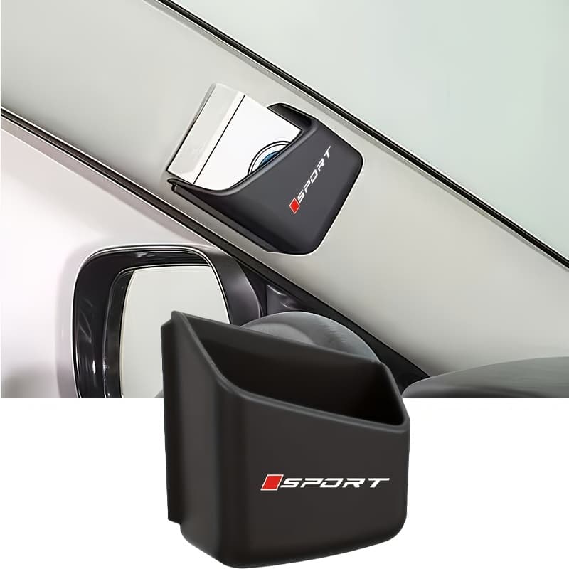 TEMU 1pc Sporty Style Front-mounted Eyewear Storage Box - Anti-slip Double-layer Structure, Red Square Accent Design, Suitable For Suvs, Sedans And Trucks - Sturdy And Durable, Minimalist Style, Use
