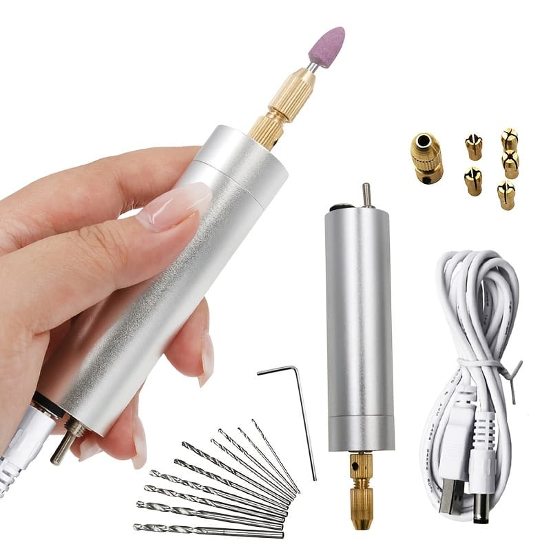 TEMU 1 Set Mini Electric Grinder, Usb-powered, With Drill Bit Removal, Suitable For Jewelry Making, Drilling, Small Electric Tools, Engraving And Polishing, Non-speed Adjustable