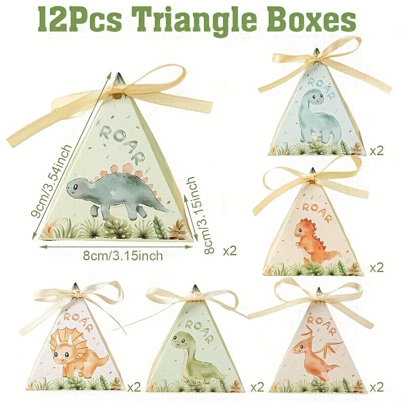 TEMU 12pcs, Dinosaur Party Favors Box, Shaped Gift Box With Ribbons For Dinosaur Birthday Themed Party, Baby Shower, Dinosaur Birthday Decorations, Dino Theme Showers