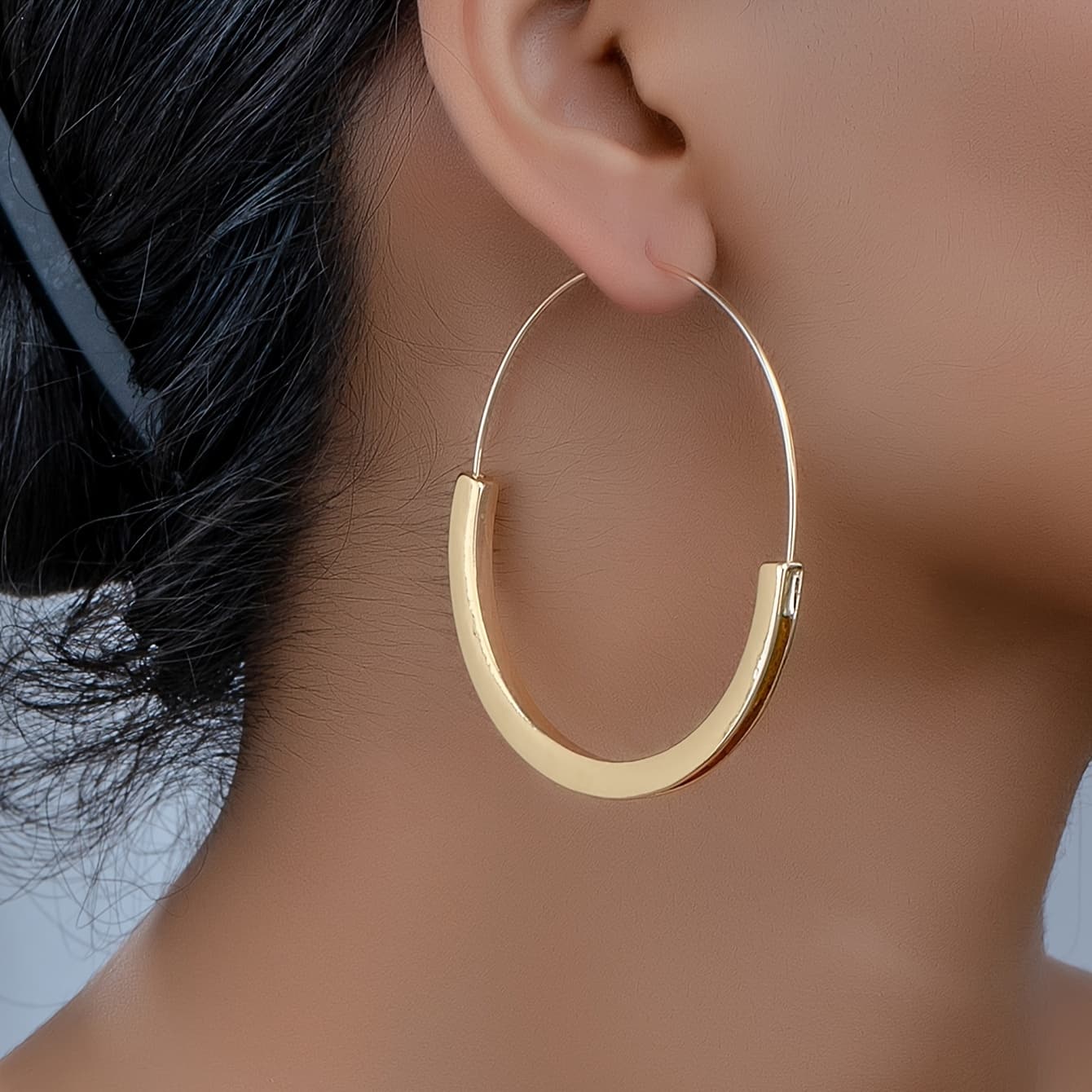 TEMU A Pair Of European Metal Large Hoop Earrings Women's Holiday Birthday Dating Prom Banquet Wedding Party Vacation Shopping Daily Additions